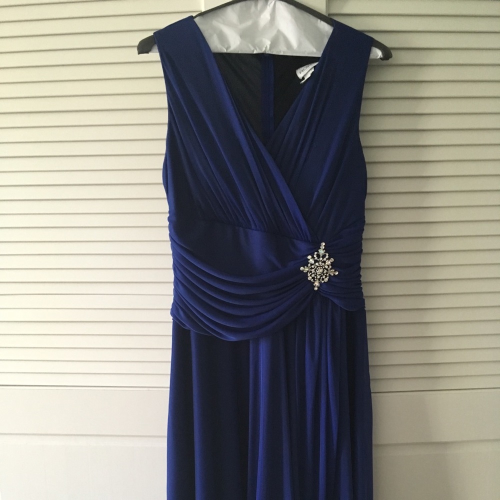Plus size sleeveless Navy Blue Holiday/Party Dress